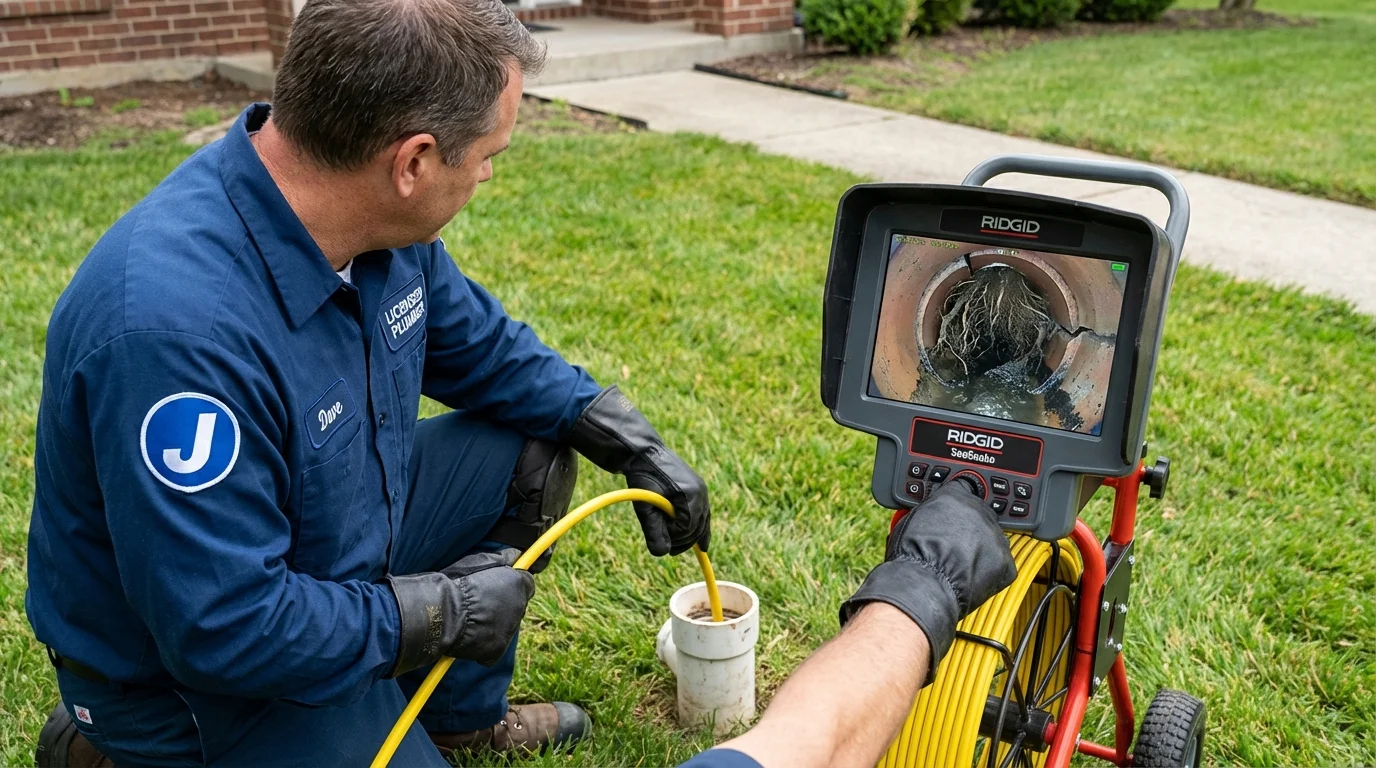 Sewer camera inspection being performed by Johns Plumbing LLC in Volga