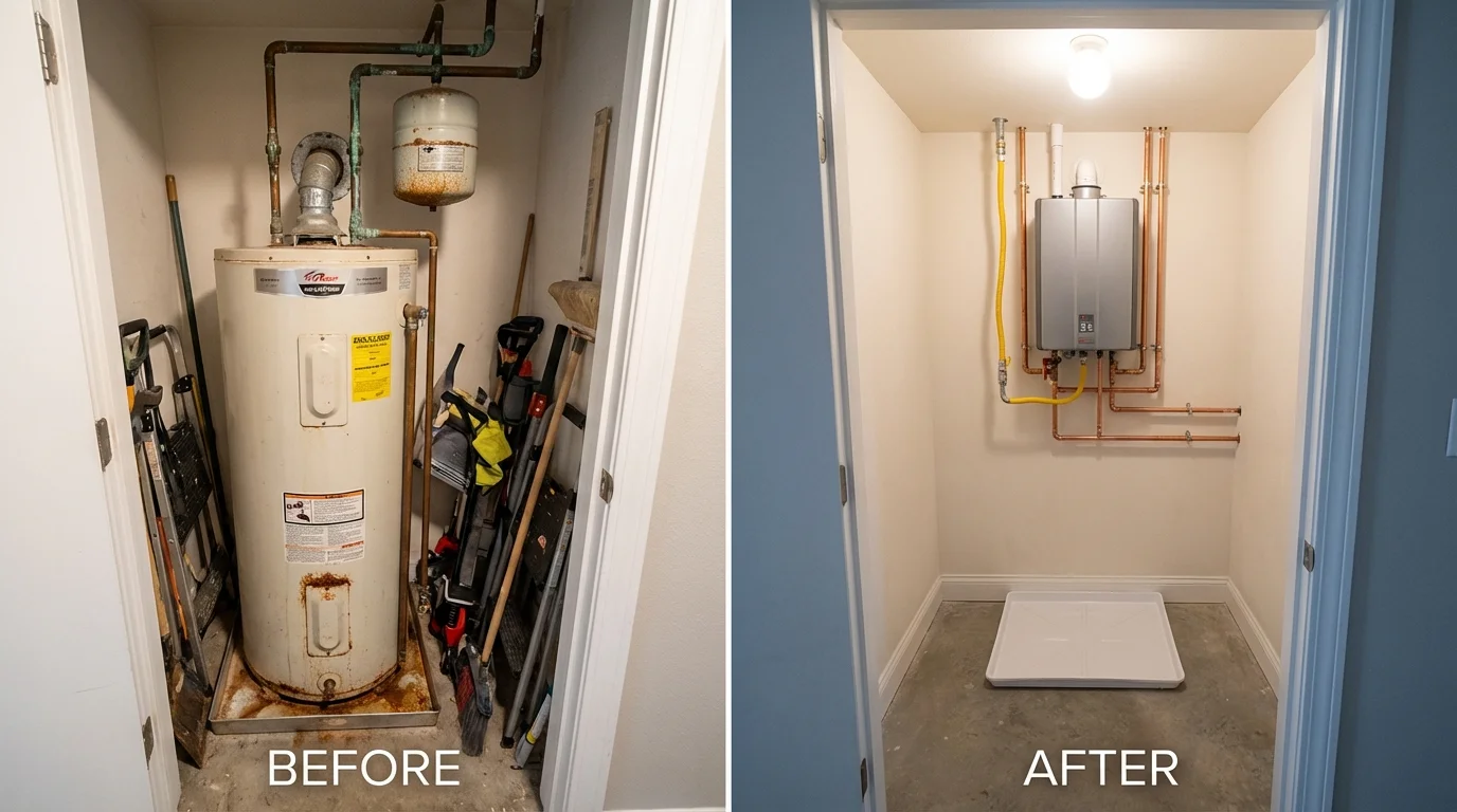 Tank water heater versus wall-mounted tankless unit comparison for Volga, SD homeowners