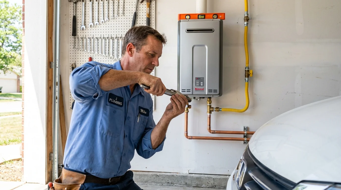Tankless water heater installation by a Johns Plumbing LLC plumber in Volga